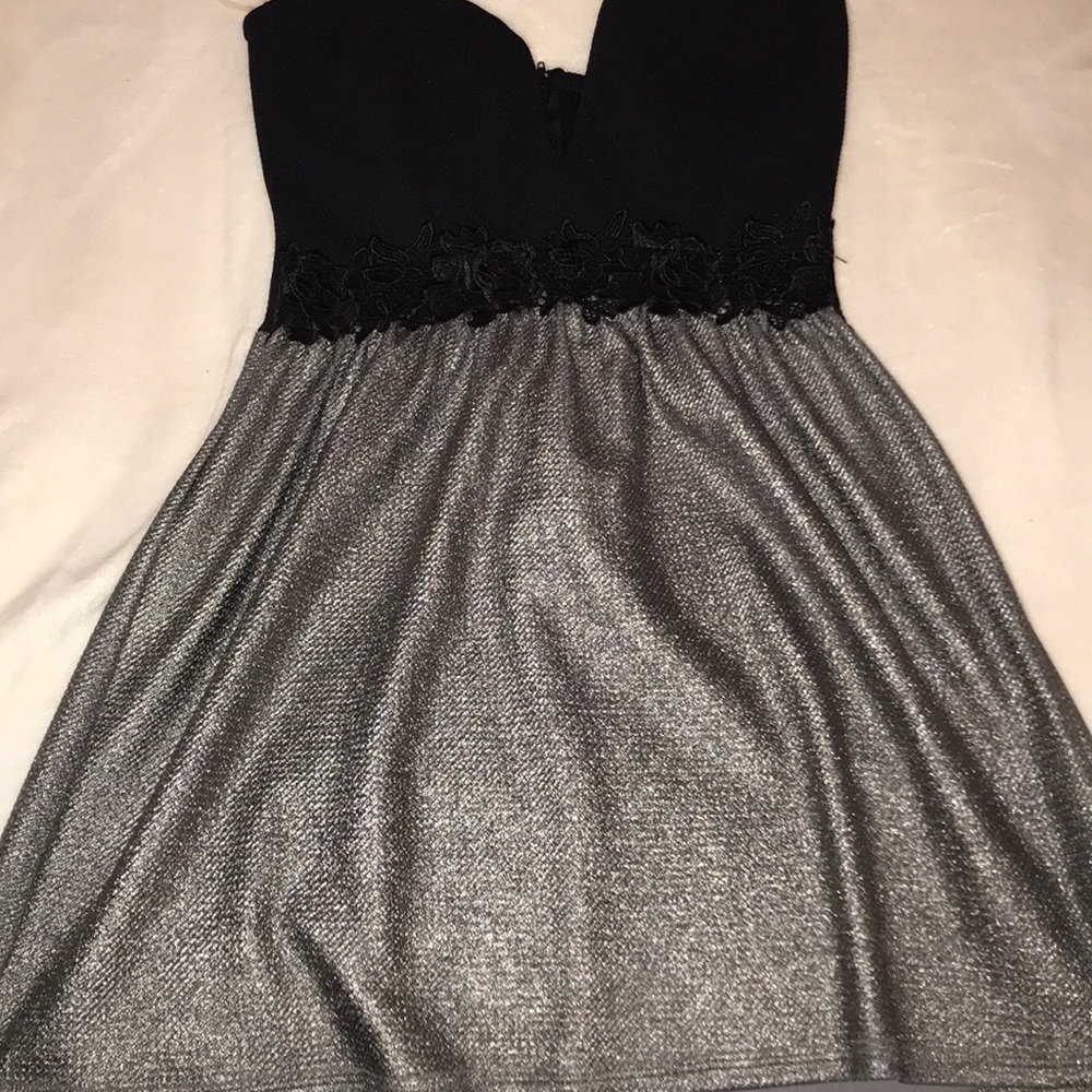 Metallic trim dress silver